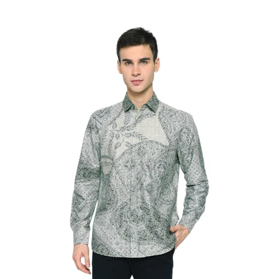 Gambar Aksa Ukuran S Kemeja Batik Pria Lengan Panjang Simon