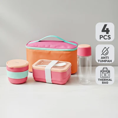 Gambar Picas Lunchie Kotak Makan Plastik Set 4 pcs - Pink