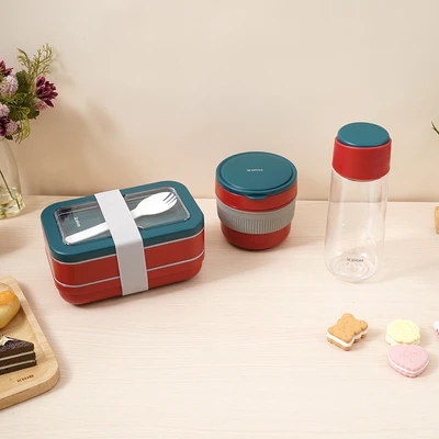 Gambar Picas Lunchie Kotak Makan Plastik Set 4 pcs - Hijau