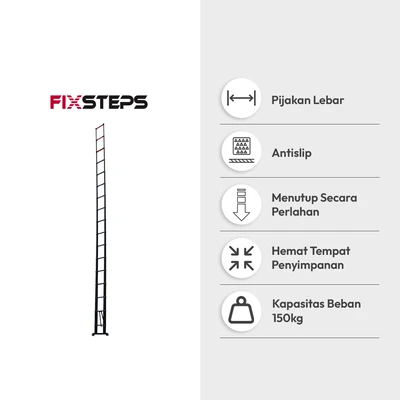 Gambar Fixsteps 6.7 Mtr Tangga Teleskopik 17 Step - Hitam