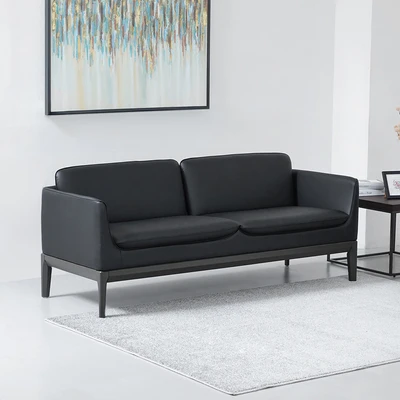 Gambar Sieben Keegan Sofa Kulit 1 & 3 Seater Set 3 pcs - Hitam