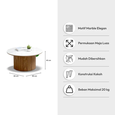 Gambar Informa Valerie Meja Tamu Round - Cokelat Oak