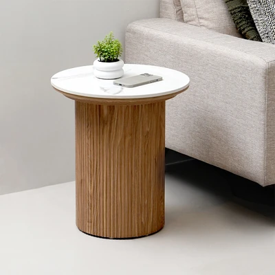 Gambar Informa Valerie Meja Sisi Round - Cokelat Oak