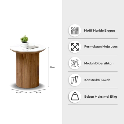 Gambar Informa Valerie Meja Sisi Round - Cokelat Oak