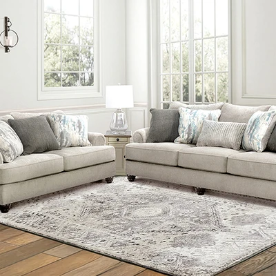 Gambar Ashley Akinlane Set Sofa Fabric 2 & 3 Seater - Abu-Abu