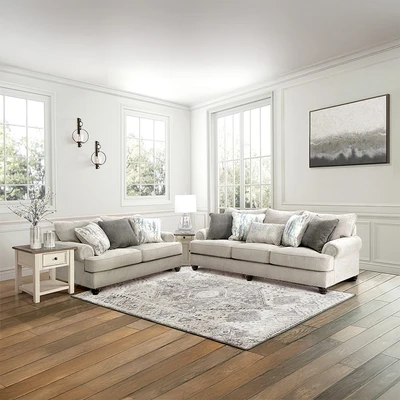 Gambar Ashley Akinlane Set Sofa Fabric 2 & 3 Seater - Abu-Abu