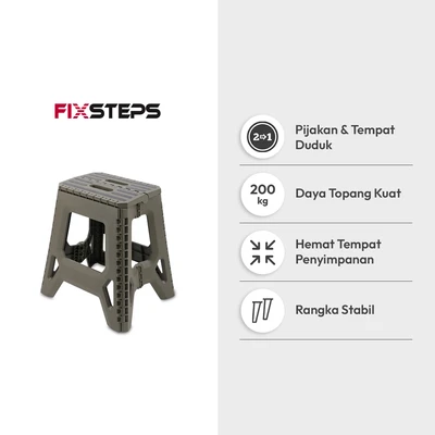 Gambar Fixsteps Bangku Pijak Lipat Heavyduty 39 cm - Hijau Army