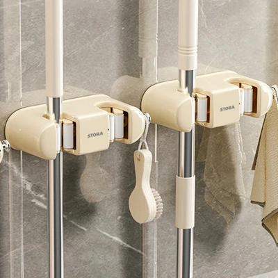 Gambar Stora Organizer Sapu & Alat Pel 2 Hook - Krem Beige