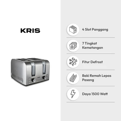 Gambar Kris Toaster 4 Slice 1500 Watt - Silver