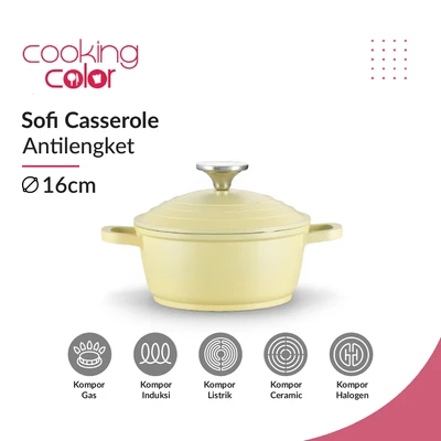 Gambar Cooking Color Sofi Panci Casserole Greblon C2 16 cm - Kuning