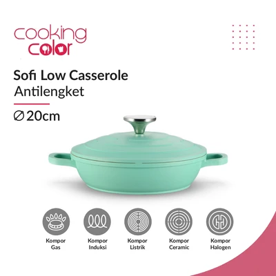 Gambar Cooking Color Sofi Panci Casserole Low Greblon C2 20 cm - Hijau