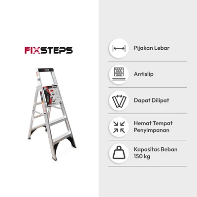 Gambar Fixsteps Tangga Lipat Aluminium Industrial Dual Purpose 5 Step - Silver