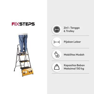 Gambar Fixsteps Tangga Lipat Troli 2In1 3 Step - Hitam