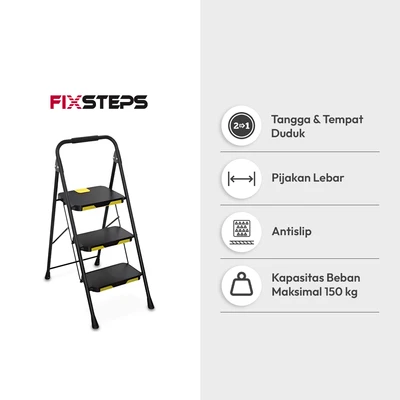 Gambar Fixsteps 1 Mtr Tangga Lipat Aluminium 3 Step - Hitam