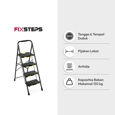 Gambar Fixsteps 1.25 Mtr Tangga Lipat Aluminium 4 Step - Hitam