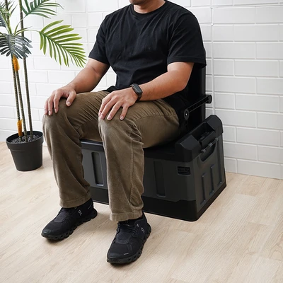 Gambar Maxbuilt Kotak Penyimpanan Multifungsi Dengan Backrest 59x36x33 cm - Hitam