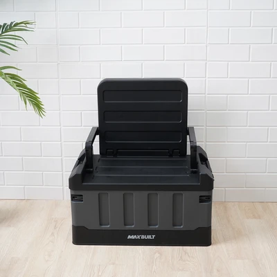 Gambar Maxbuilt Kotak Penyimpanan Multifungsi Dengan Backrest 59x36x33 cm - Hitam