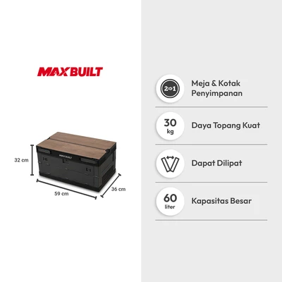 Gambar Maxbuilt Kotak Penyimpanan Lipat Extendable 59x36x32 cm - Abu-Abu