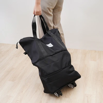 Gambar Passport Vanda Tote Bag Travel Expandable Dengan Roda - Hitam
