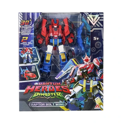 Gambar Alpha Group Quantum Heroes Dinoster Robot Transform Raptor Bolt Wing - Merah/biru