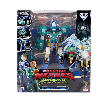 Gambar Alpha Group Quantum Heroes Dinoster Robot Stego Blast Wing - Biru/hijau