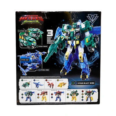 Gambar Alpha Group Quantum Heroes Dinoster Robot Stego Blast Wing - Biru/hijau