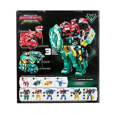 Gambar Alpha Group Quantum Heroes Dinoster Robot Raptor Chyron - Merah/hijau