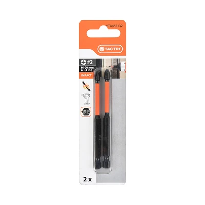 Gambar Tactix 100 mm Set 2 Pcs Mata Bor Impact Ph2 - Hitam/Oranye