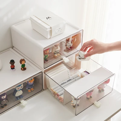 Gambar Stora Kotak Pajang Action Figure Stackable Drawer 23x23x11.8 cm - Putih