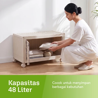 Gambar Stora Kotak Penyimpanan Lipat 59.5x32.5x36.5 cm - Krem Ivory
