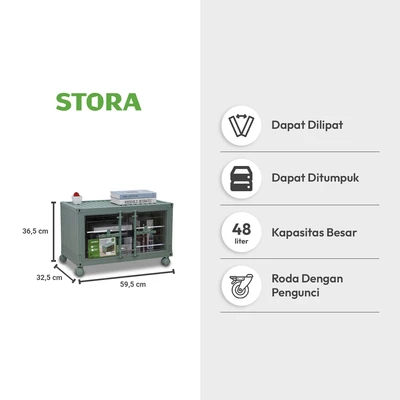 Gambar Stora Kotak Penyimpanan Lipat 59.5x32.5x36.5 cm - Hijau