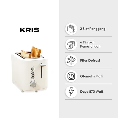 Gambar Kris Toaster 2 Slice Metal 870 watt - Putih