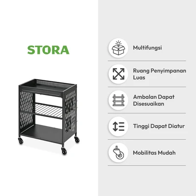Gambar Stora Taku Rak Troli 3 Tingkat - Hitam