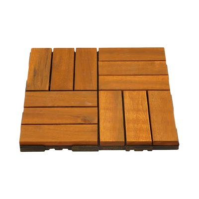Gambar Rainbodeck Quick Deck Acacia Wood Tile 12 Slats 30x30 cm - Cokelat