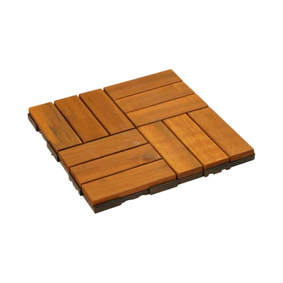Gambar Rainbodeck Quick Deck Acacia Wood Tile 12 Slats 30x30 cm - Cokelat