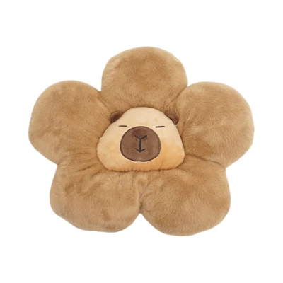 Gambar Pretty Missy Bantal Capybara Flower 45 Cm - Cokelat