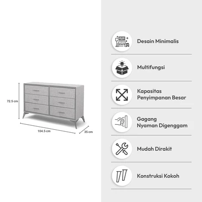 Gambar Informa Frany Laci Penyimpanan 6 Tingkat 104.5x35x72.5 cm - Abu-Abu