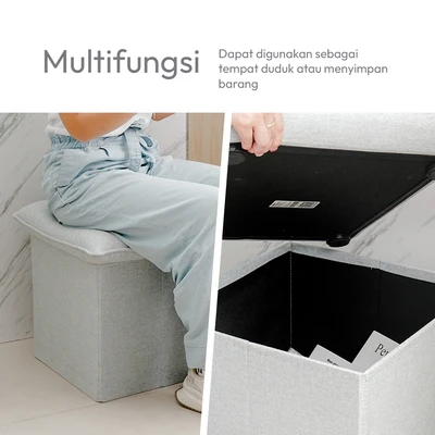 Gambar Informa Bangku Ottoman Lipat Plush - Abu-Abu
