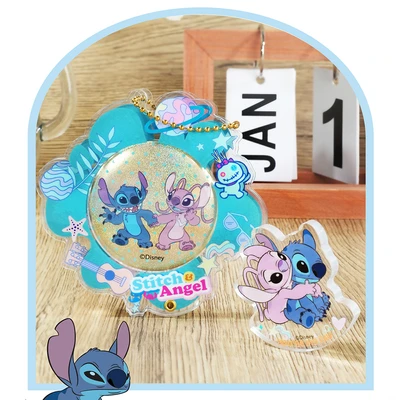 Gambar Jandoon Set Gantungan Kunci & Badge Akrilik Stitch - Mix