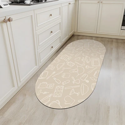 Gambar Forhom Keset Dapur PVC Kitchen 51x99 cm - Krem Beige