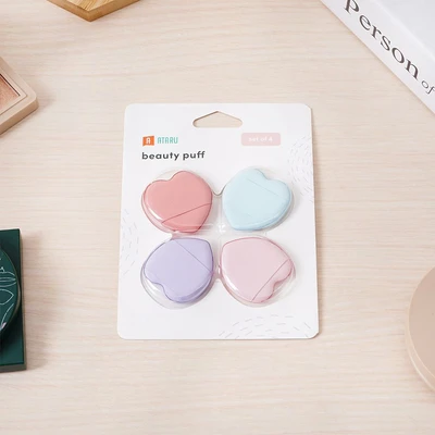 Gambar Ataru Spons Makeup Heart Small Set 4 pcs - Mix