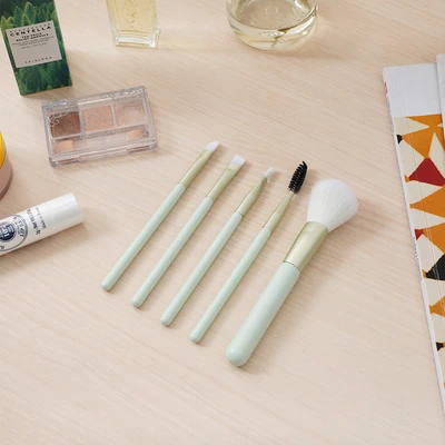 Gambar Ataru Kuas Makeup Dengan Cylinder Case Set 6 pcs - Hijau Tosca