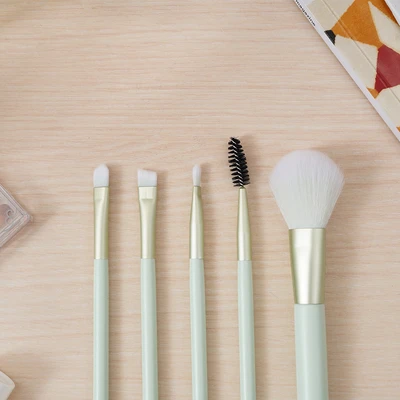 Gambar Ataru Kuas Makeup Dengan Cylinder Case Set 6 pcs - Hijau Tosca