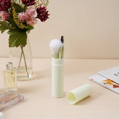 Gambar Ataru Kuas Makeup Dengan Cylinder Case Set 6 pcs - Hijau Tosca