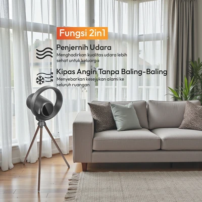Gambar Krisbow Sync Air Purifier Standing Bladeless - Hitam