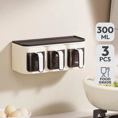 Gambar Informa Polla Tempat Bumbu Dapur Plastik 300 ml Set 3 Pcs - Putih