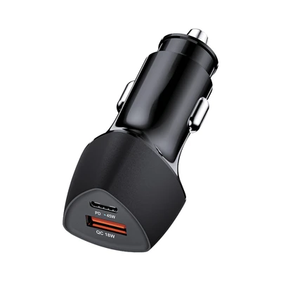 Gambar Otto Klasse Charger Mobil USB A & Type C 63 Watt - Hitam