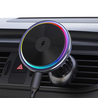 Gambar Otto Klasse Wireless Charger LED Magnet Dengan Holder - Hitam