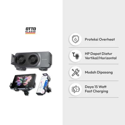 Gambar Otto Klasse Wireless Charger LED Wide Dengan Holder - Abu-Abu