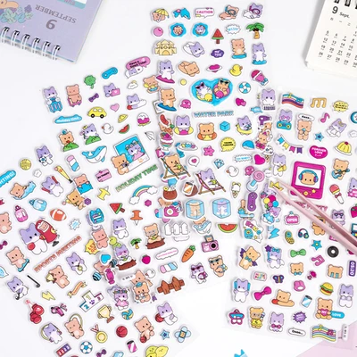 Gambar Kiddy Fun Stiker Cute Bear Cat Random